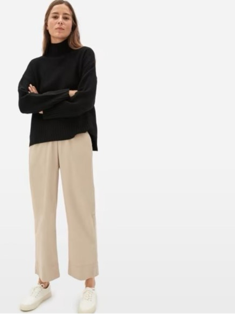 Everlane 100% Cashmere Waffle Mock Neck Sweater